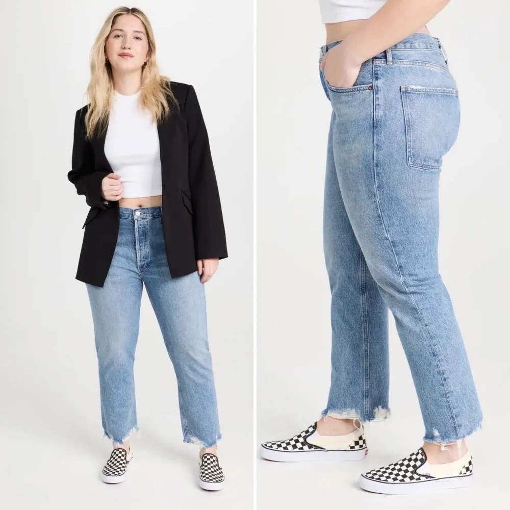 ✨NWT✨ AGOLDE Riley High Rise Slim Straight Crop Jean in Haven Blue Sz 30 - Picture 9 of 12